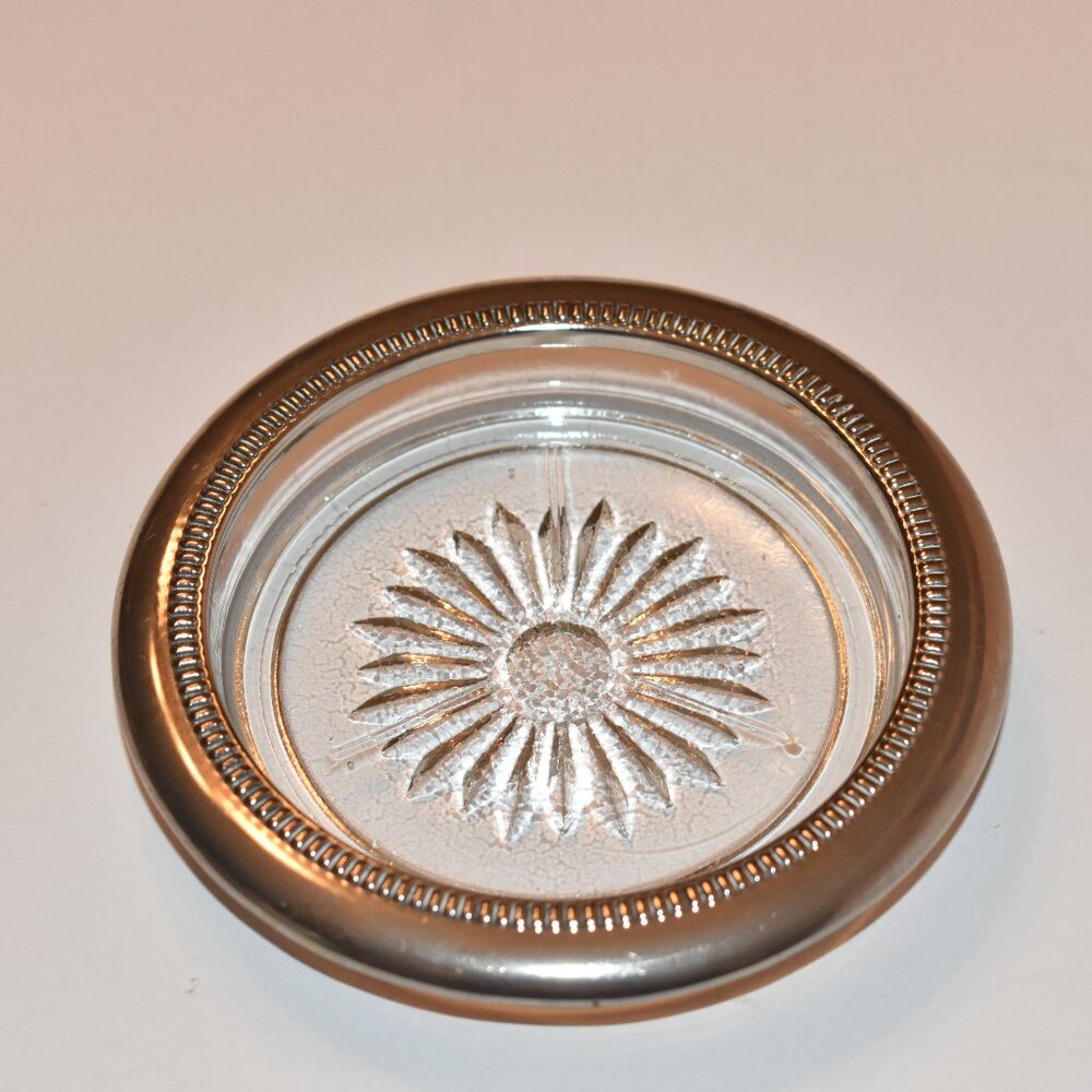 9 Vintage Leonard silver plated glass coaster - set of 9